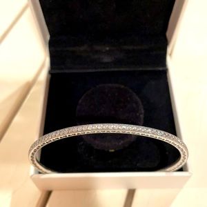 Pandora silver bangle with CZ all around large